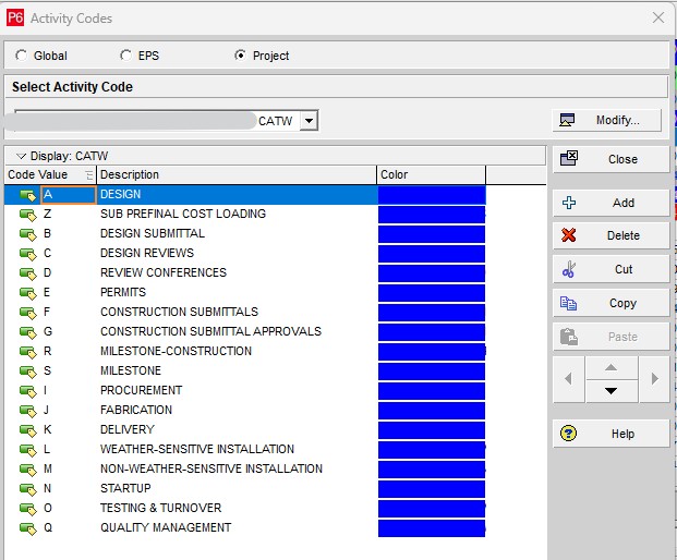 MLR Project Management & Consultancy; CATW; Category of Work; Activity Code; USACE; NAVFAC